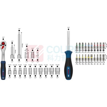 博世 BOSCH 37件1/4“套筒组套 1600A03AC7