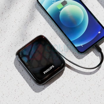 飞利浦 PHILIPS 充电宝自带线超薄 DLP2256 10000毫安 (黑色)