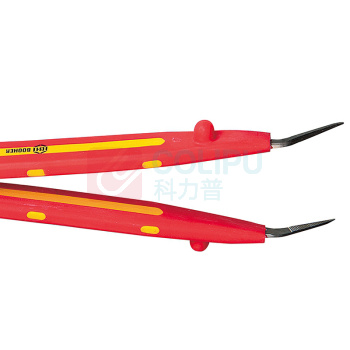 宝合 BOOHER 双色绝缘弯尖横齿镊子 BH0231155 159MM