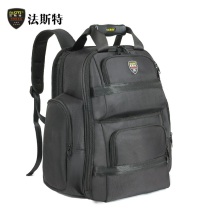 法斯特 双肩工具包大号帆布加厚耐磨多功能维修双肩背包 (黑色) 无字款