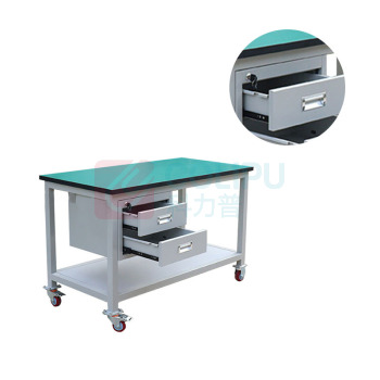 依诺 防静电双层推车带脚轮带双抽屉无把手 80cm*60cm*75cm