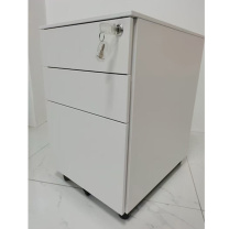 安凯路 钢制三层抽屉活动储物柜带锁 长390*深500*高600mm (白色)
