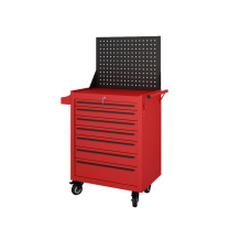 安赛瑞 重型工具车 200233 冷轧钢板 规格(宽×深×高):68×46×91.5cm 60×40cm(背板尺寸)至尊七抽柜 颜色:红色(车身)+背板(黑色)
