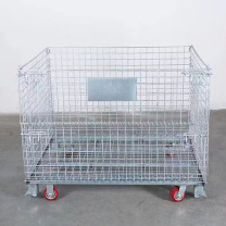 安赛瑞 手推搬运仓储低噪音折叠网笼车 移动式带轮仓储笼车 1200*1000*890mm 线径5.0mm 50*50 