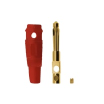 卡莱茵 铜镀金 高压香蕉接头 4MM 32A 镀金7针 (红色)