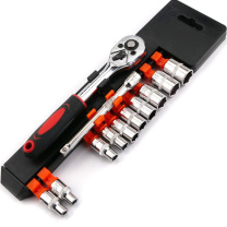 冰禹 12件套筒快速棘轮扳手组套扳手 维修工具套装 BJ-454 1/4”小飞12PC