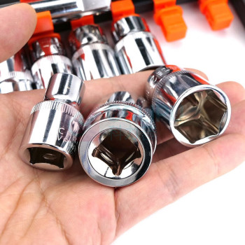 冰禹 12件套筒快速棘轮扳手组套扳手 维修工具套装 BJ-454 1/4"小飞12PC