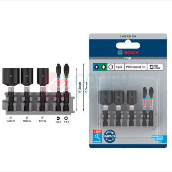 博世 BOSCH 专业级批头套筒混合套装 (套筒8,10,13mm;批头55mm,PH2,PZ2) 2608522350
