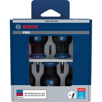 博世 BOSCH 5件PRO短柄混合螺丝刀PH/SL 1600A03HU6