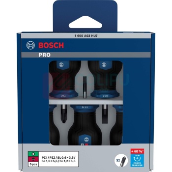 博世 BOSCH 5件PRO短柄混合螺丝刀PZ/SL 1600A03HU7