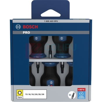 博世 BOSCH 5件PRO短柄花形螺丝刀组套 1600A039PU