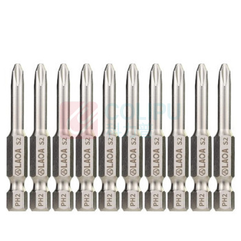LAOA 6.3MM系列单头风批嘴 十字磁性电动风批头PH2*50mm LA619250 10支装 