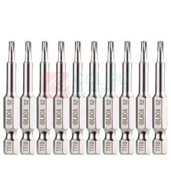 LAOA 6.3mm梅花中空单头批头T10*50带磁螺丝批嘴 LA619T10 10支 