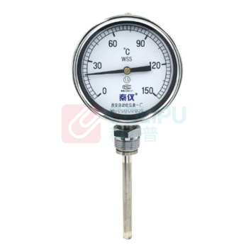 秦仪 双金属温度计(不含检测报告) WSS-411 0-200℃ 1.5级 L=75mm表盘直径100mm配套安装底座