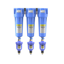 福盛 空压机精密过滤器 DN25 024QPS三联 进出气口径1寸 (蓝色) 带S-11自动排水气泵