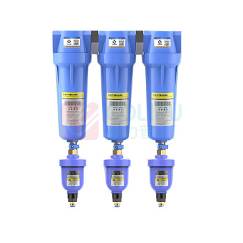 福盛 空压机精密过滤器 DN40 060QPS三联 进出气口径1.5寸 (蓝色) 带S-11自动排水气泵