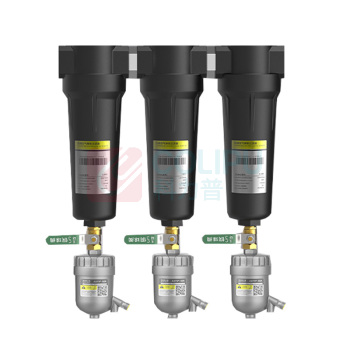 福盛 空压机精密过滤器 G1 002CTA高压三联 进出气口径1寸 (黑色) 带AD50A高压自动排水气泵