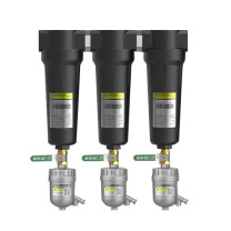福盛 空压机精密过滤器 G1 002CTA高压三联 进出气口径1寸 (黑色) 带AD50A高压自动排水气泵