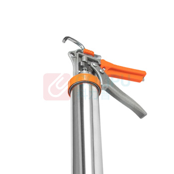 罗德力 玻璃结构胶枪 枪管直径60mm 枪管长度370mm 不锈钢两用款 (橙色) 适用桶装胶袋装胶