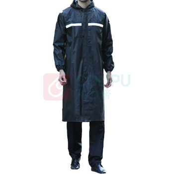 罗德力 长款一体式连体雨衣 XXXL码-单层牛津布 (黑色) 反光