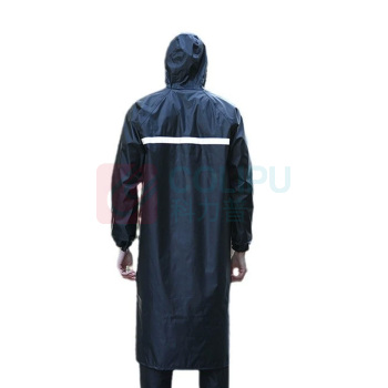罗德力 长款一体式连体雨衣 XL码-双层牛津布 (黑色) 反光