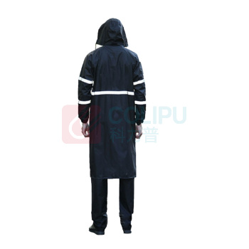 罗德力 长款一体式连体雨衣 XXXL码-双层春亚纺布 (黑色) 反光