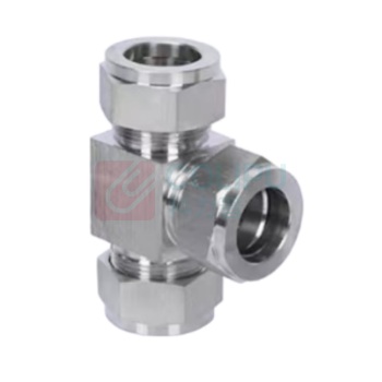 辽誉 大小双卡环T型卡套三通接头 变径Φ10mm-Φ8mm-Φ10mm 304不锈钢90°