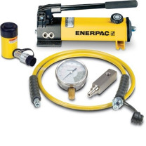 ENERPAC 薄型50吨液压千斤顶 RCS502 含液压千斤顶、手动泵、2M油管、油表、表座、单向节流阀V66、单作用、弹簧复位 