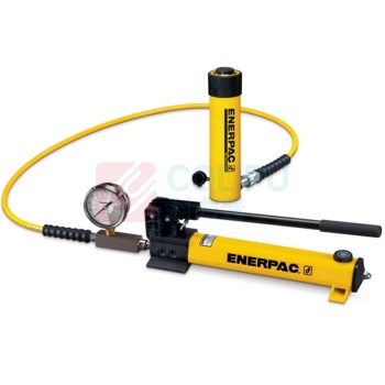ENERPAC 薄型50吨液压千斤顶 RCS502 含液压千斤顶、手动泵、2M油管、油表、表座、单向节流阀V66、单作用、弹簧复位 