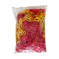 罗德力 塑料警示防护链条 8MM粗 25米/包 (红黄)