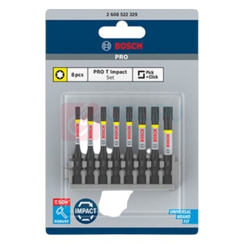 博世 BOSCH 专业级抗冲击批头 T15, T20 (x2), T25 (x2), T30 (x2), T40 (长55mm) 2608522329
