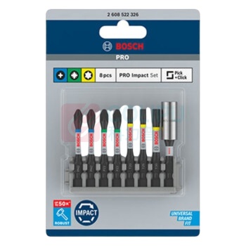 博世 BOSCH 专业级抗冲击批头套装 (55mm, PH2 (2×), PZ2 (2×), T20, T25, T30; 延长杆) 2608522326