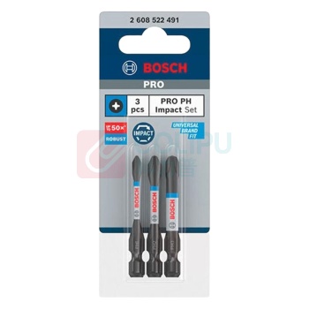 博世 BOSCH 专业级抗冲击批头3支装 PH1/2/3*55mm 2608522491
