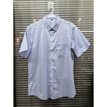 虎豹 男常服短袖衬衣 175/96 (白底蓝条) 面料成分:100%棉