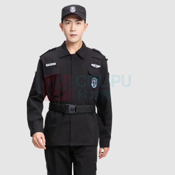 AETEL 速干作训服保安服小区物业制服春秋套装 JF-SGF003 (上衣+裤子+标贴 尺码180) (黑色)