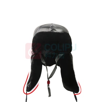 安赛瑞 防寒棉安全帽 3A00213 头围 52-63cm 黑色长绒 4 片款 PU 皮 + 聚酯纤维 + ABS 壳 (黑色)