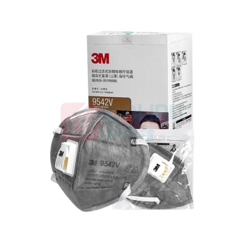 3M KN95活性炭带阀口罩 9542V (灰色) 头带式
