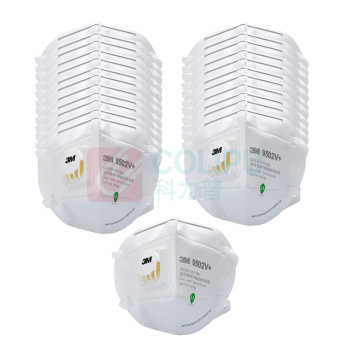 3M 头戴式带阀自吸过滤式防颗粒物呼吸器KN95 9502V+ / 25只/袋 10袋/箱