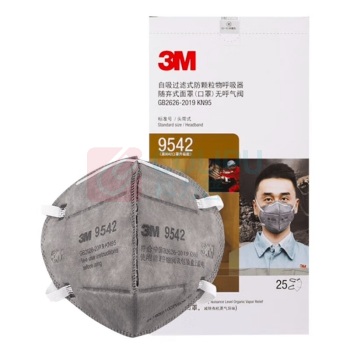 3M KN95减除有机蒸汽异味及防颗粒物口罩 9542 头带式有活性炭层 25个/盒