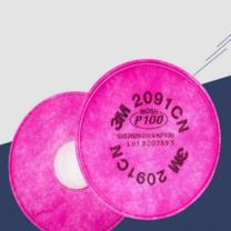 3M 防尘滤棉 2091CN 10片装 (玫红色) 高效P100有机蒸气异味颗粒物滤棉配6200半面罩使用