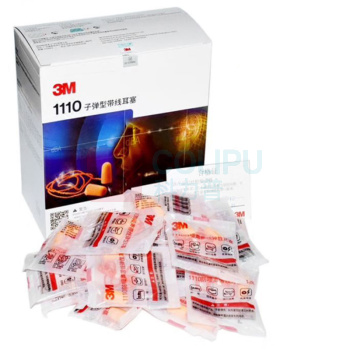 3M 耳塞 1110 M均码100副/盒 工业降噪带线耳塞