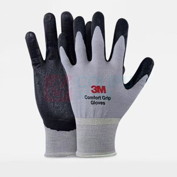 3M 丁腈耐磨涂层 劳保手套 防滑耐磨工作手套舒适 透气线棉手套 灰色 XL (1付)