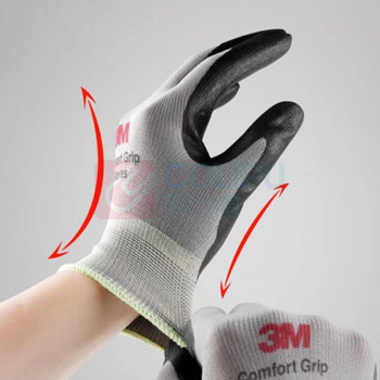 3M 丁腈耐磨涂层 劳保手套 防滑耐磨工作手套舒适 透气线棉手套 灰色 XL (1付)
