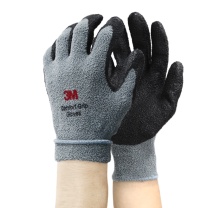 3M 浸塑手套 防滑耐磨 L码 灰色 丁腈