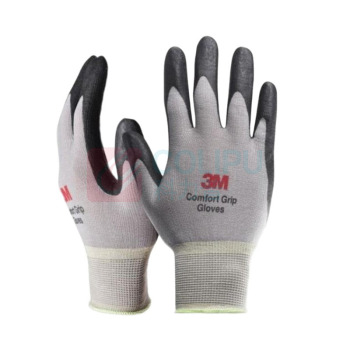 3M 工地胶皮耐磨浸胶防滑防护维修手套 舒适半浸型 L码 (灰色)