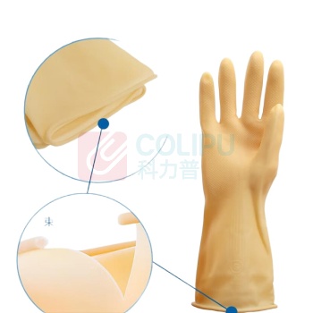 粤龙 加厚乳胶耐酸碱手套 L码