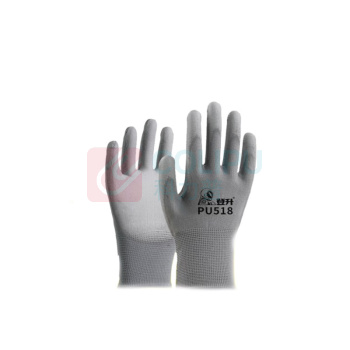 登升 13针涤纶PU涂掌手套 PU518 9 (灰色)