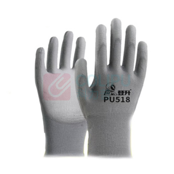 登升 13针涤纶PU涂掌手套 PU518 9 (灰色)