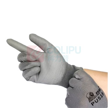 登升 13针涤纶PU涂掌手套 PU518 9 (灰色)