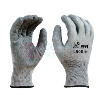 登升 13针涤纶乳胶皱纹手套 L508 (灰纱灰)